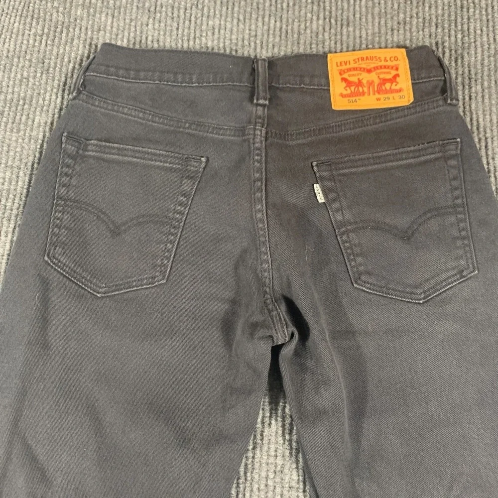 Levis 514 Jeans Mens 30x29 Black Denim White Label Straight Leg Dark Wash‎ Mid